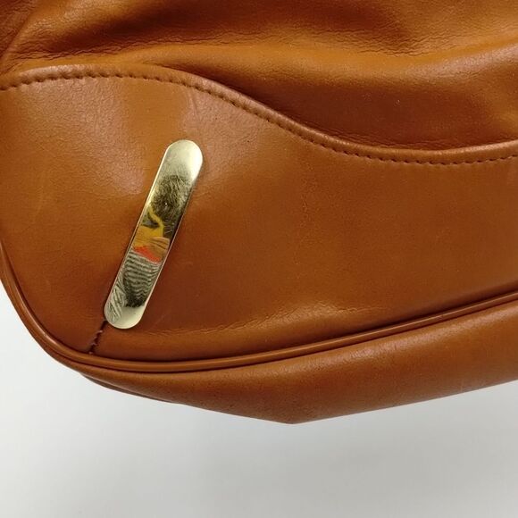 Chestnut brown pop open vintage purse shoulder bag faux leather gold hardware - Picture 6 of 12